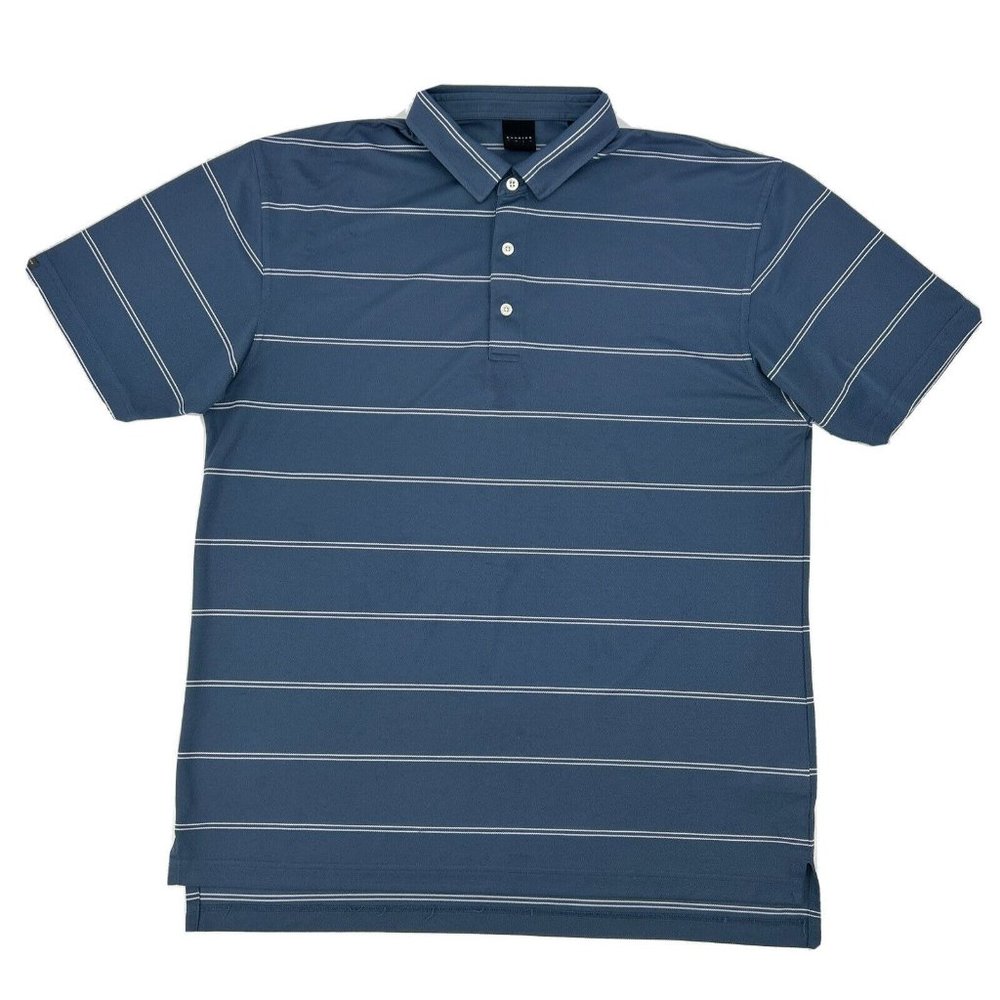 Dunning Shirt‎ Men's Blue White Stripes XL Short Sleeve Polo Golf